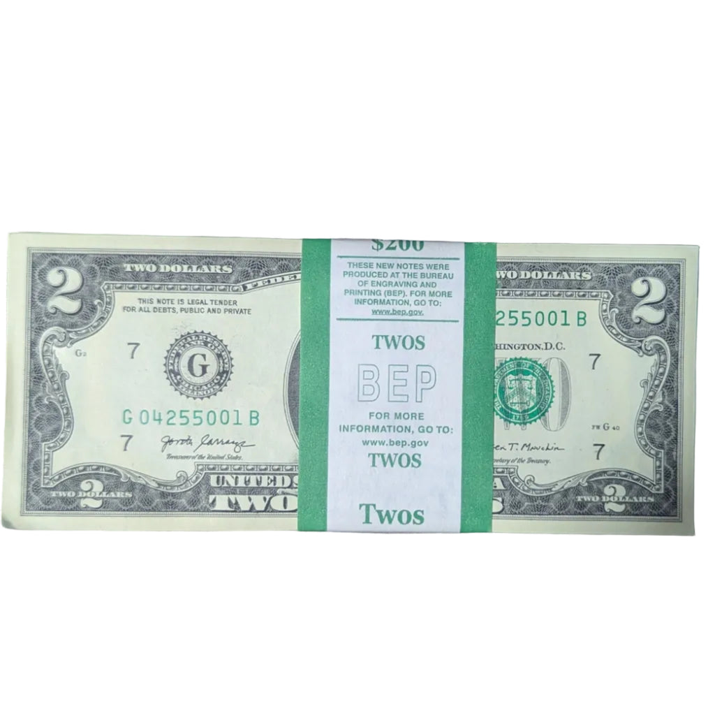 100 Consecutive 2017A BEP $2 bills 04255001-04255100