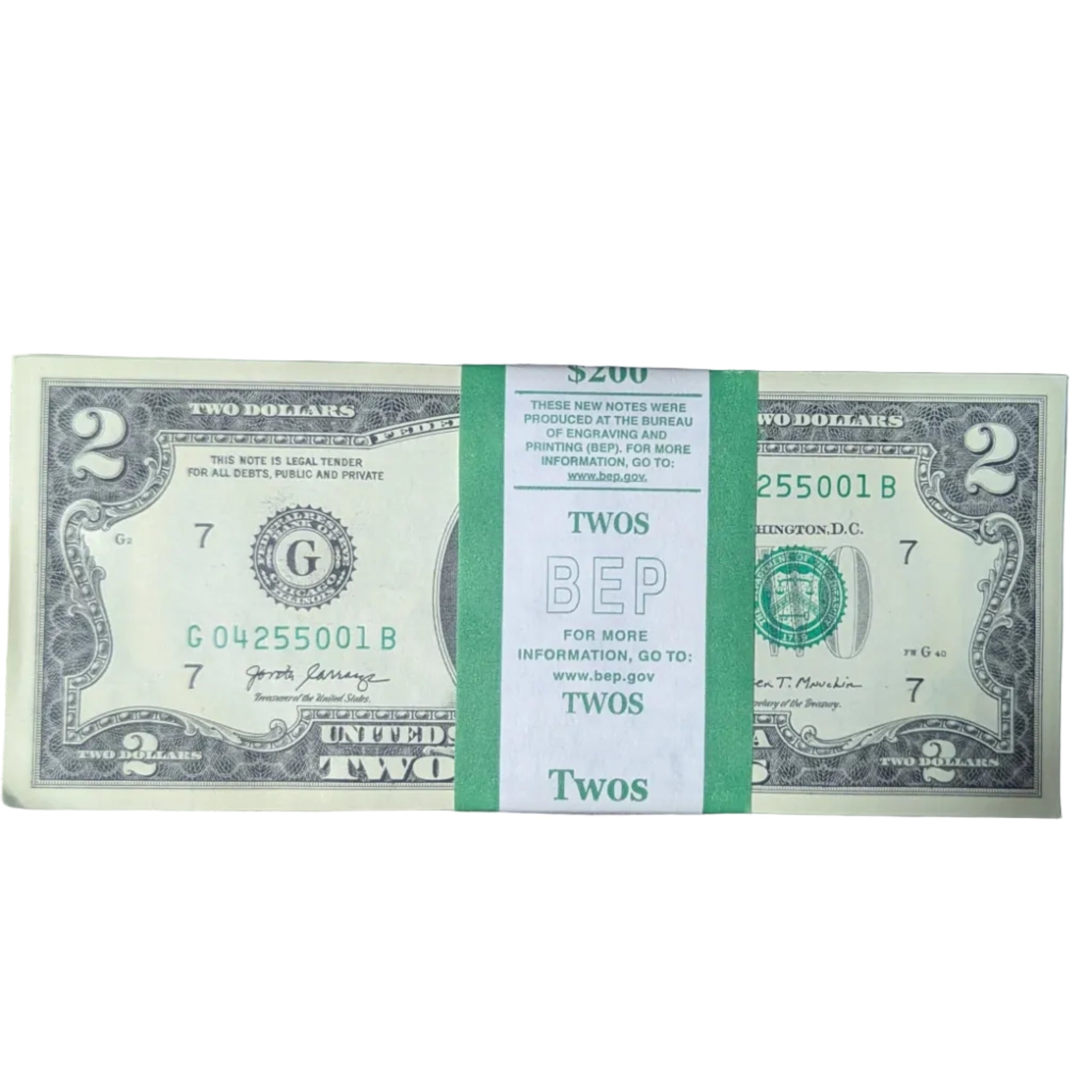 100 Consecutive 2017A BEP $2 bills 04255001-04255100