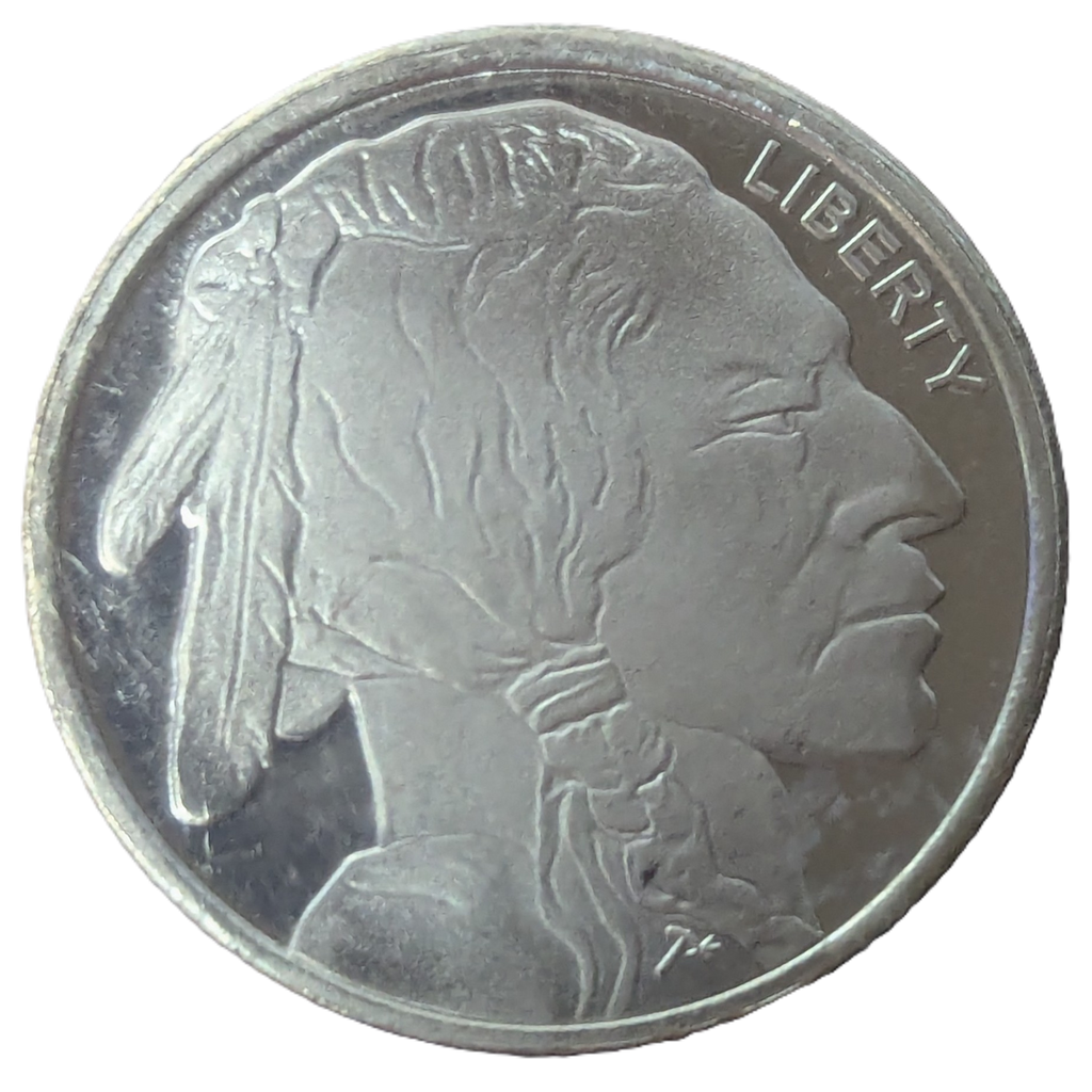 1/2 Troy Ounce .999 Fine Silver Indian Head Buffalo Round