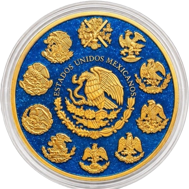 5 oz Copper - Mexican Libertad Blue Diamond Dusted & Gold Accents