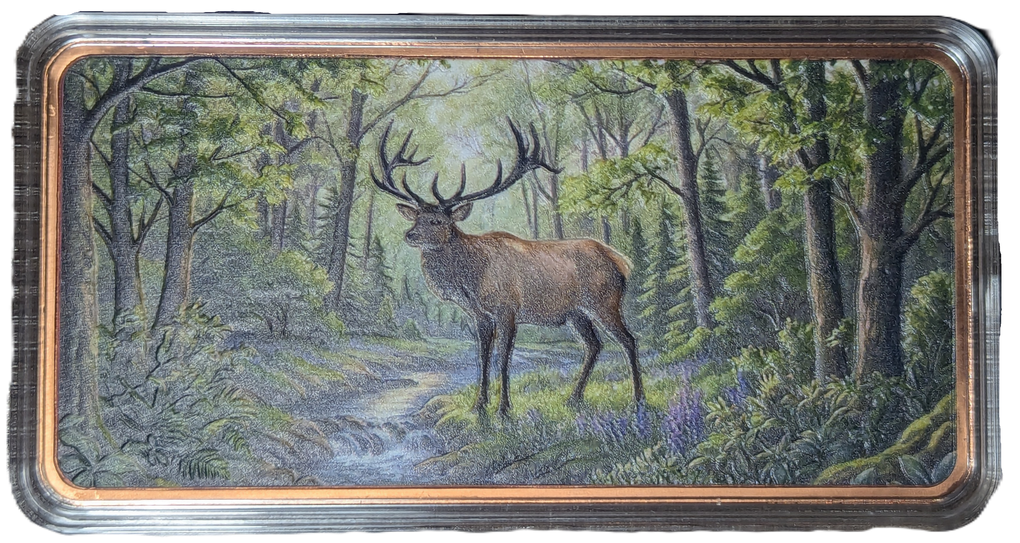 10 oz Copper Bar Elk in Green Forest