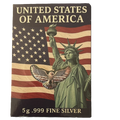 5 Gram .999 Fine Silver Freedom Eagle Bar Sealed in a Themed Assay Card