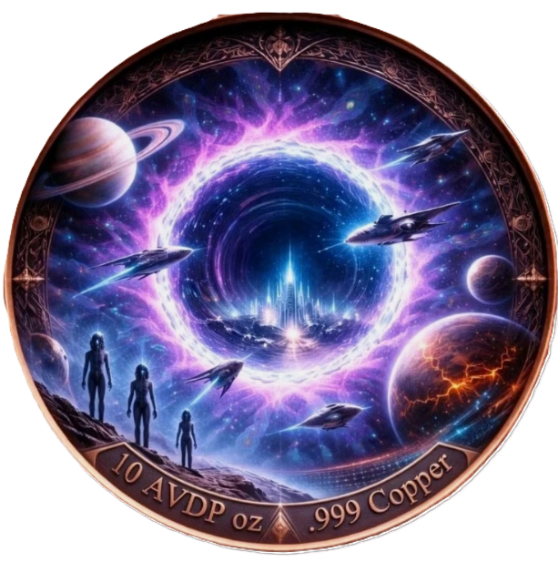 10 oz Copper Galaxy & Space 2 Sided Round in Acrylic Case