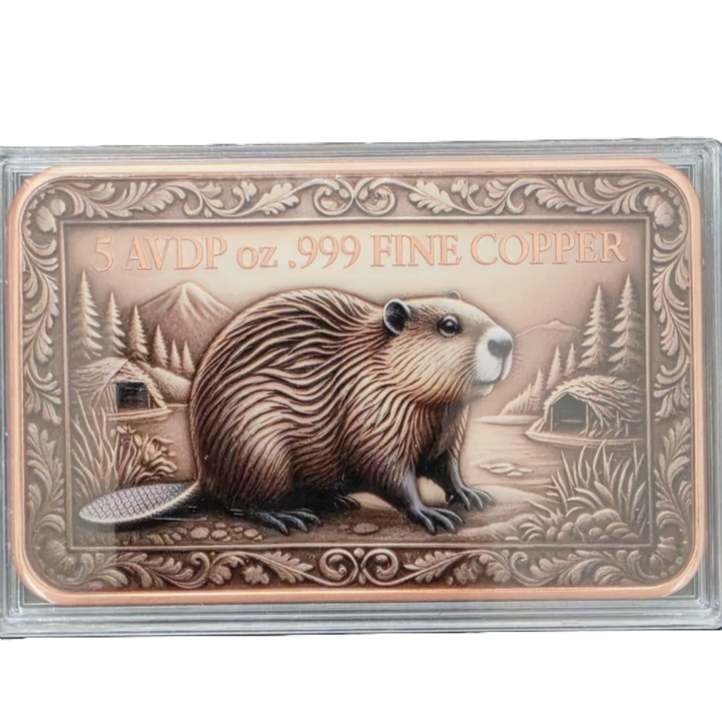 5 oz Copper Beaver in Acrylic Case