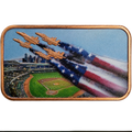 1 oz Colorized Copper Round - Military Fighter Jet Flyover Over Baseball Stadium - American Flag - Limited Mintage 25,000