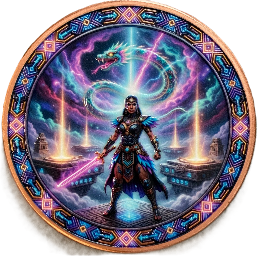 5 oz Copper Round Aztec Empress Warrior Eclipse Guardian High Relief in Capsule 5,000 Mintage With Acrylic Case