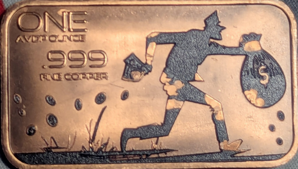 Bank Robbery 1 oz Copper Bar Colorized