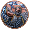 5 oz Copper Round - 2026 Liberia Zeus Thunder God 5,000 Mintage With Acrylic Case