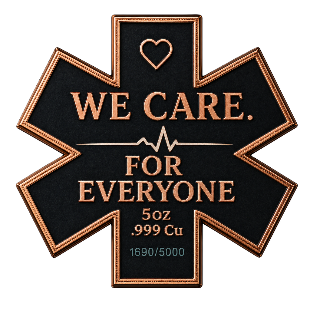 5 oz Copper EMS Star of Life with Acrylic Case 5,000 Limited Edition Numbered in Acrylic Case