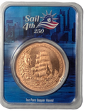 2026 Sail4th USA 250th July 4th 1776-2026 1 oz Fine Copper Round in TEP