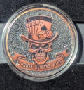 1 oz Copper Round "Skulls and Spades" with Colorized Diamond Dust 4,685 of 5,000