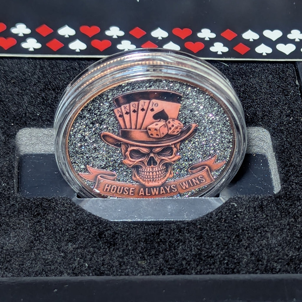 1 oz Copper Round "Skulls and Spades" with Colorized Diamond Dust 4,685 of 5,000