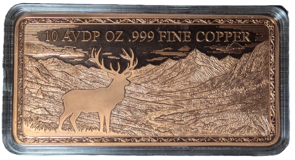 10 oz Copper Bar Elk in Green Forest