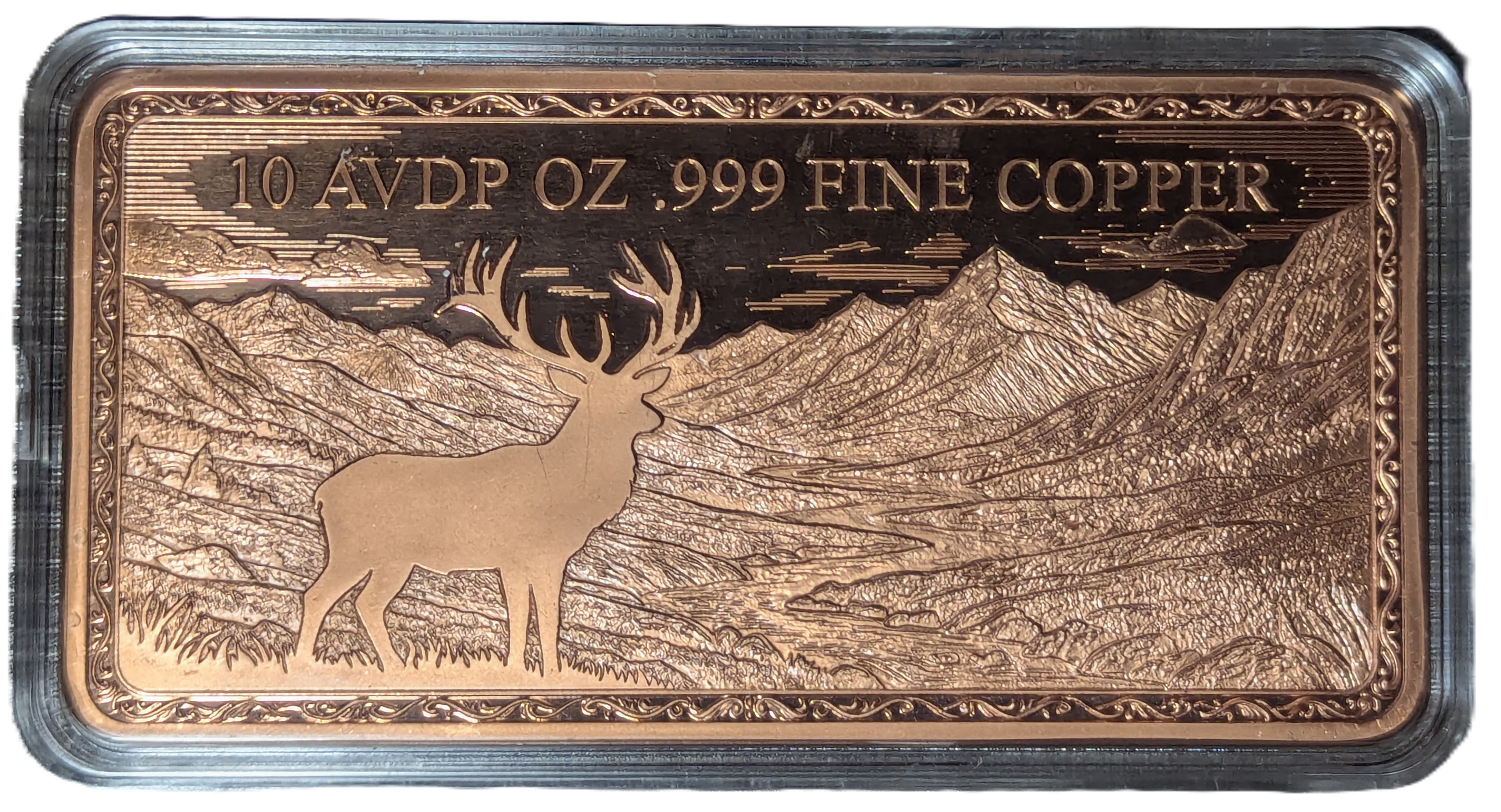 10 oz Copper Bar Elk in Green Forest