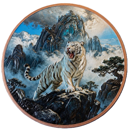 5 oz Copper White Mountain Tiger with Acrylic Case