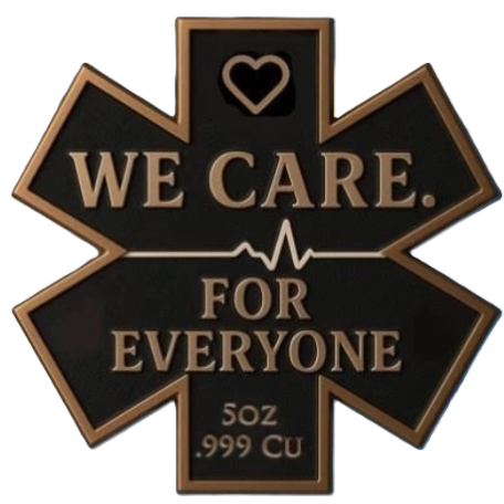 5 oz Copper EMS Star of Life with Acrylic Case 5,000 Limited Edition Numbered in Acrylic Case