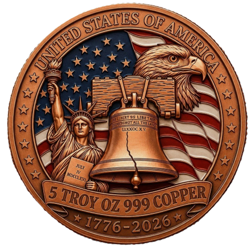 1776-2026 250th Anniversary Commemorative 5 oz Copper Round with Capsule