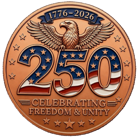 1776-2026 250th Anniversary Commemorative 5 oz Copper Round with Capsule