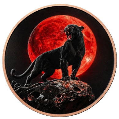 5 oz Copper Tiger in Blue Flames & Black Panther with Red Moon