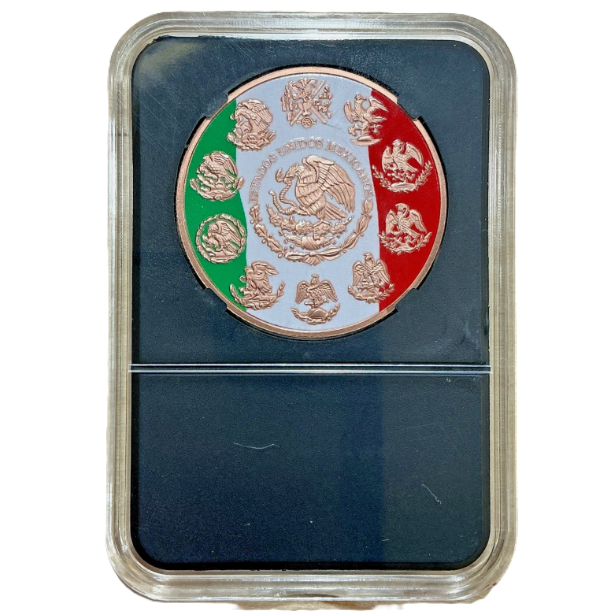 2024 Mexico Libertad Tribute 1 Oz Copper Colorized Round w/ Display Case