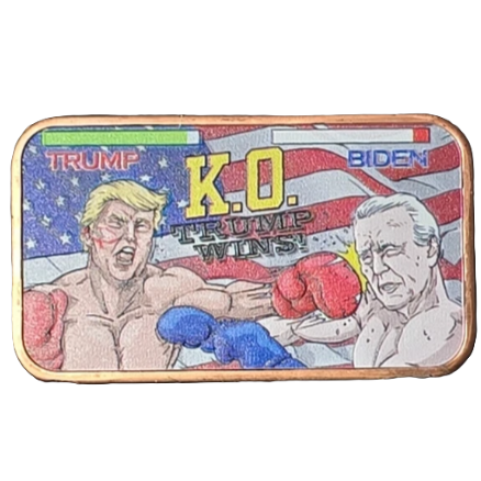 1 oz Copper Bar Colorized Trump Vs Biden KO