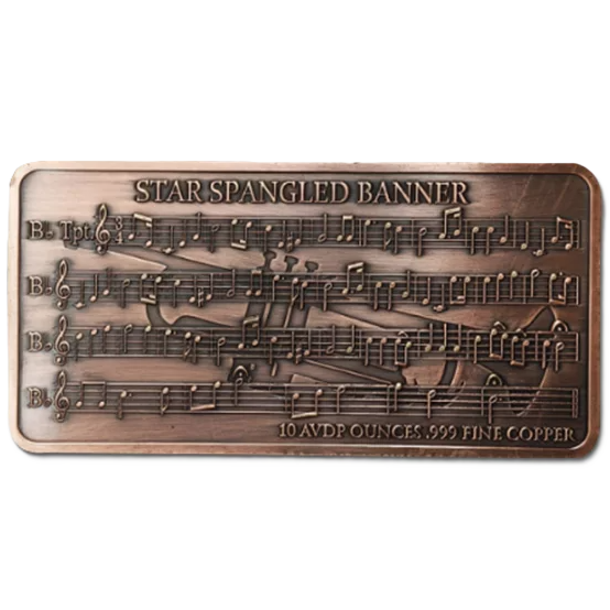 10 oz Star Spangled Banner Copper Bar in Acrylic Case