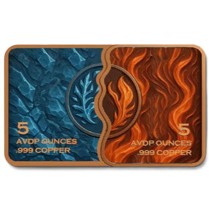 10 oz Fire & Ice Fusion Foxes Copper Bar in Acrylic Case