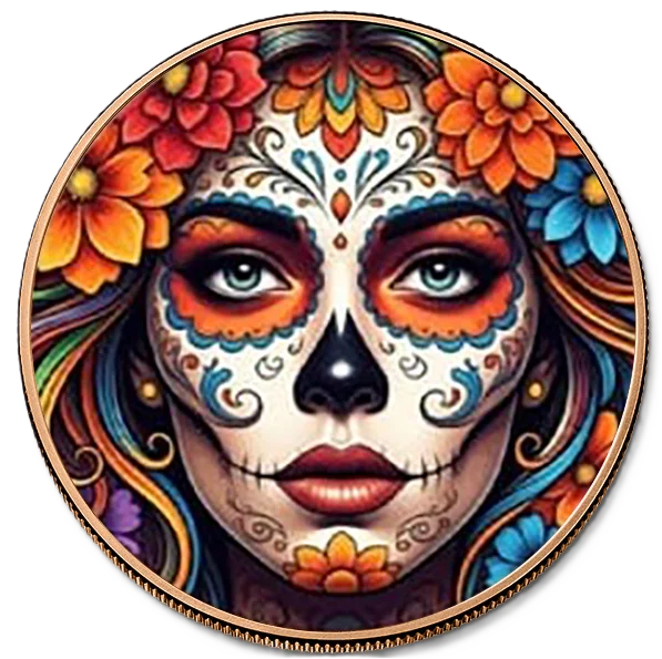 5 oz Copper Round - 2026 Liberia Sugar Skull 5,000 Mintage With Acrylic Case