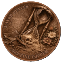 5 oz Copper Round - Memento Mori 5,000 Mintage With Acrylic Case