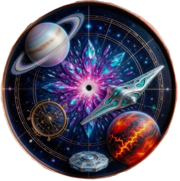 10 oz Copper Galaxy & Space 2 Sided Round in Acrylic Case
