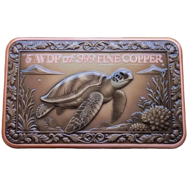 5 oz Copper Loggerhead Sea Turtle in Acrylic Case