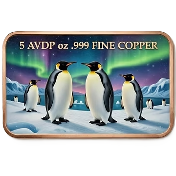 5 oz Copper Northern Lights Penguins
