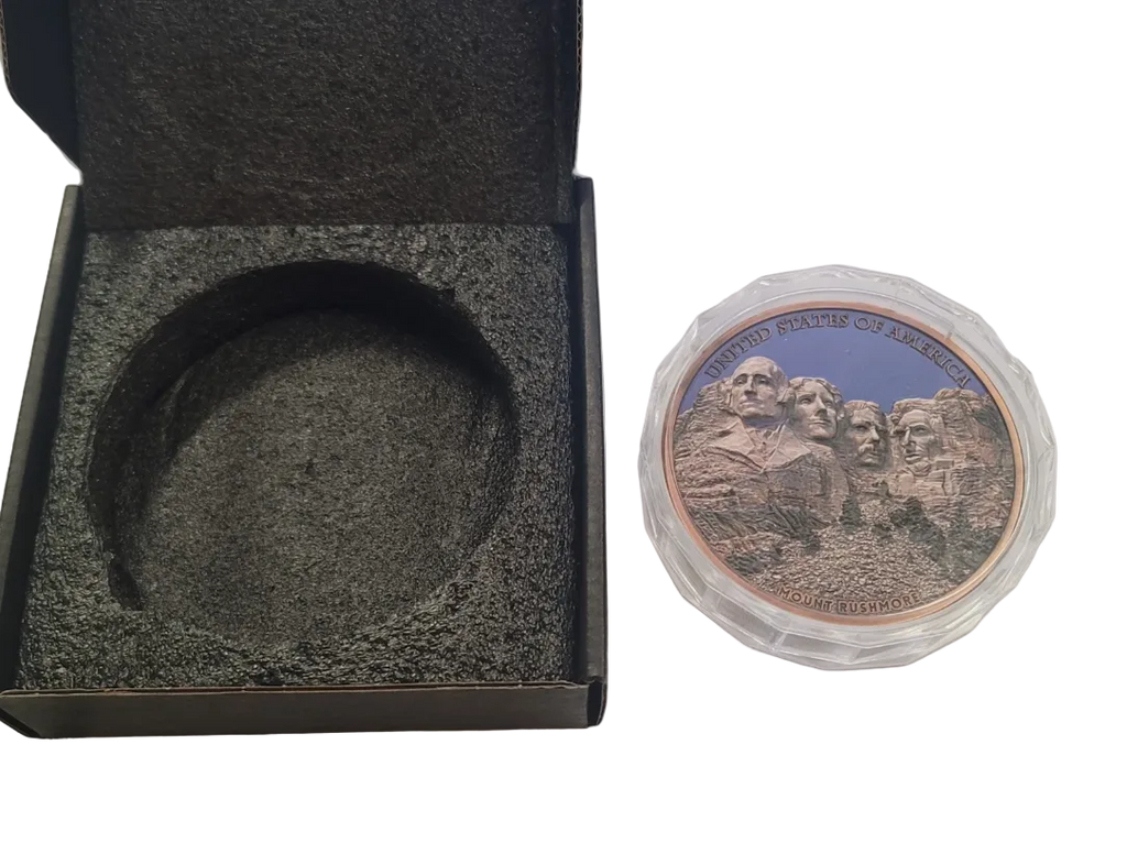 1 KILO Copper Round Mount Rushmore in Acrylic Case & Box 1,000 Mintage
