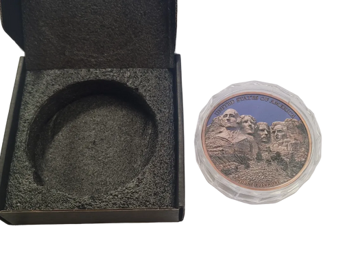 1 KILO Copper Round Mount Rushmore in Acrylic Case & Box 1,000 Mintage