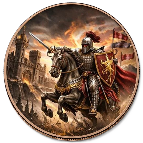 5 oz Copper Round Knight of the Realm Acrylic Case