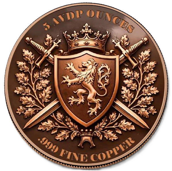 5 oz Copper Round Knight of the Realm Acrylic Case