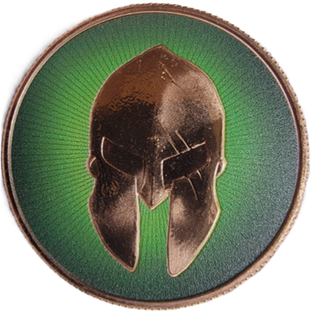 1 oz Colorized Copper Round - Molon Labe Spartan Warrior