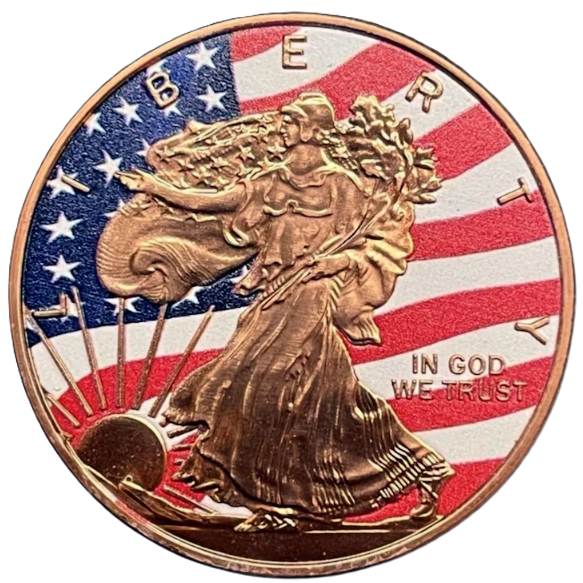 1 oz Colorized Copper Round - Walking Liberty American Eagle