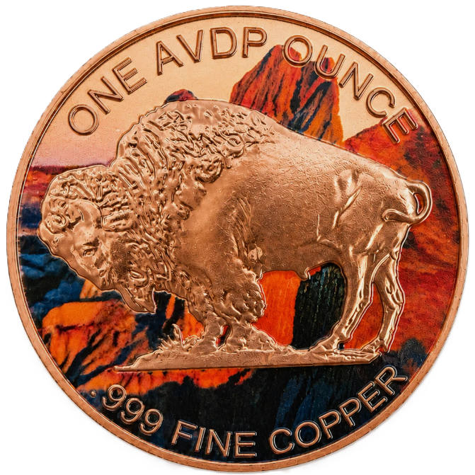 1 oz Colorized Copper Round - Buffalo Indian Head