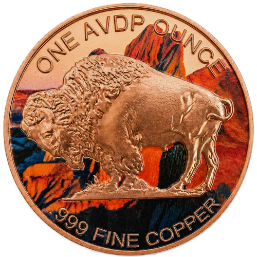 1 oz Colorized Copper Round - Buffalo Indian Head