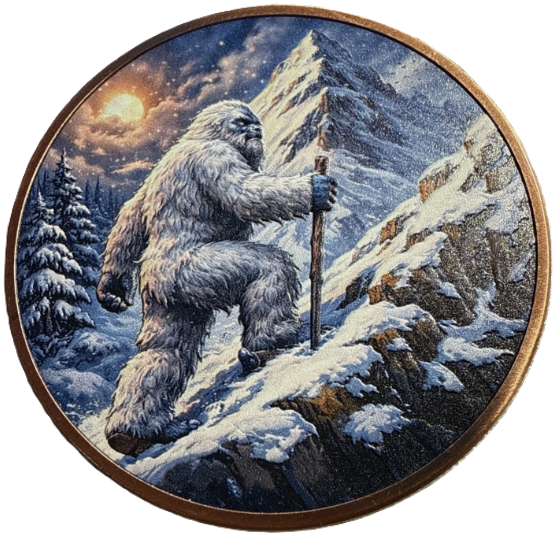 5 oz Copper Round - Summit Yeti 5,000 Mintage With Acrylic Case