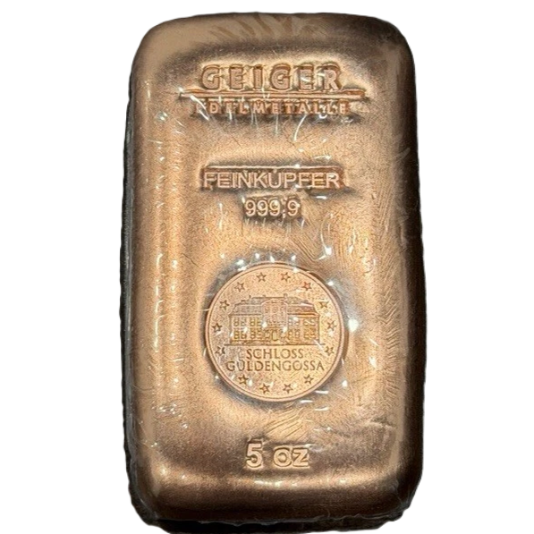 5 oz Copper Loaf Bar Bullion by Germany’s Geiger Edelmetalle Shipping Included