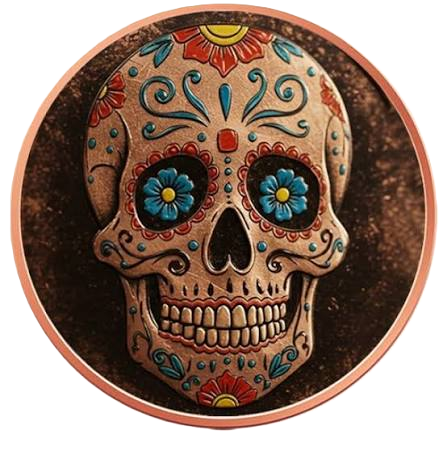 1 oz Colorized Copper Round - Mexican Sugar Skull