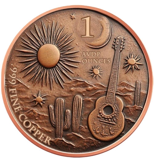 1 oz Colorized Copper Round - Mexican Sugar Skull
