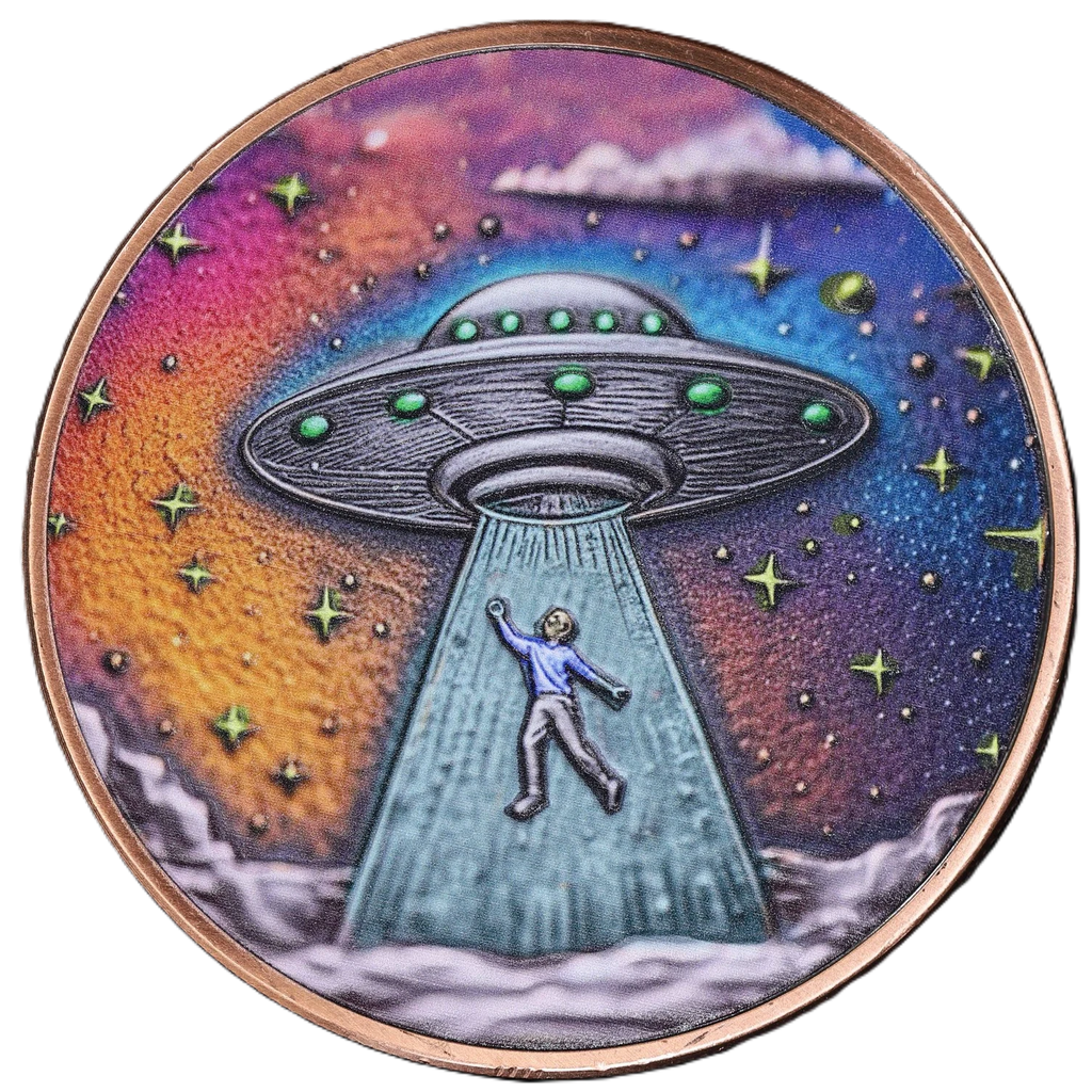 5 oz Copper Beam Me Up Alien UFO with Acrylic Case