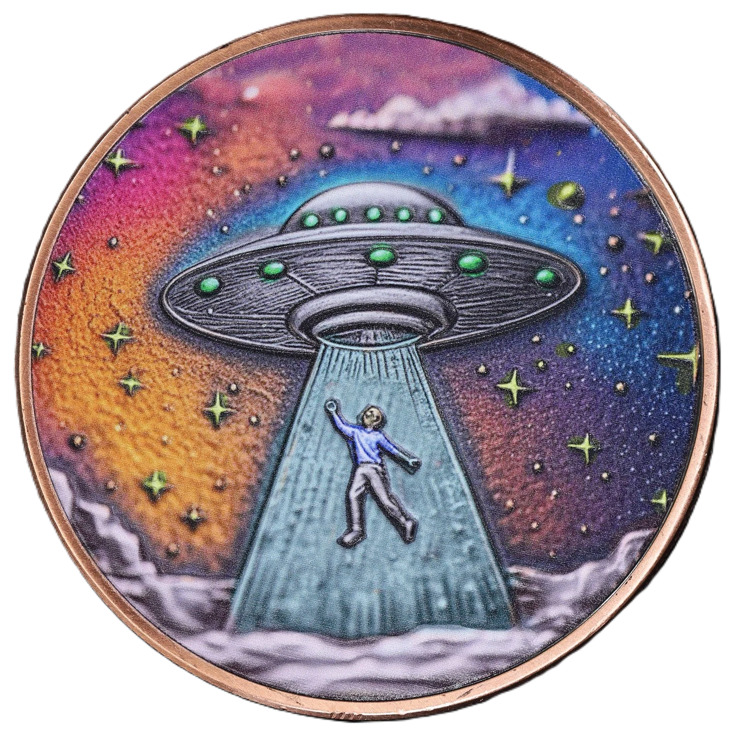 5 oz Copper Beam Me Up Alien UFO with Acrylic Case