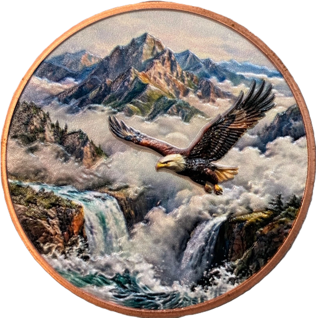 5 oz Copper Round American Bald Eagle High-Relief Colorized