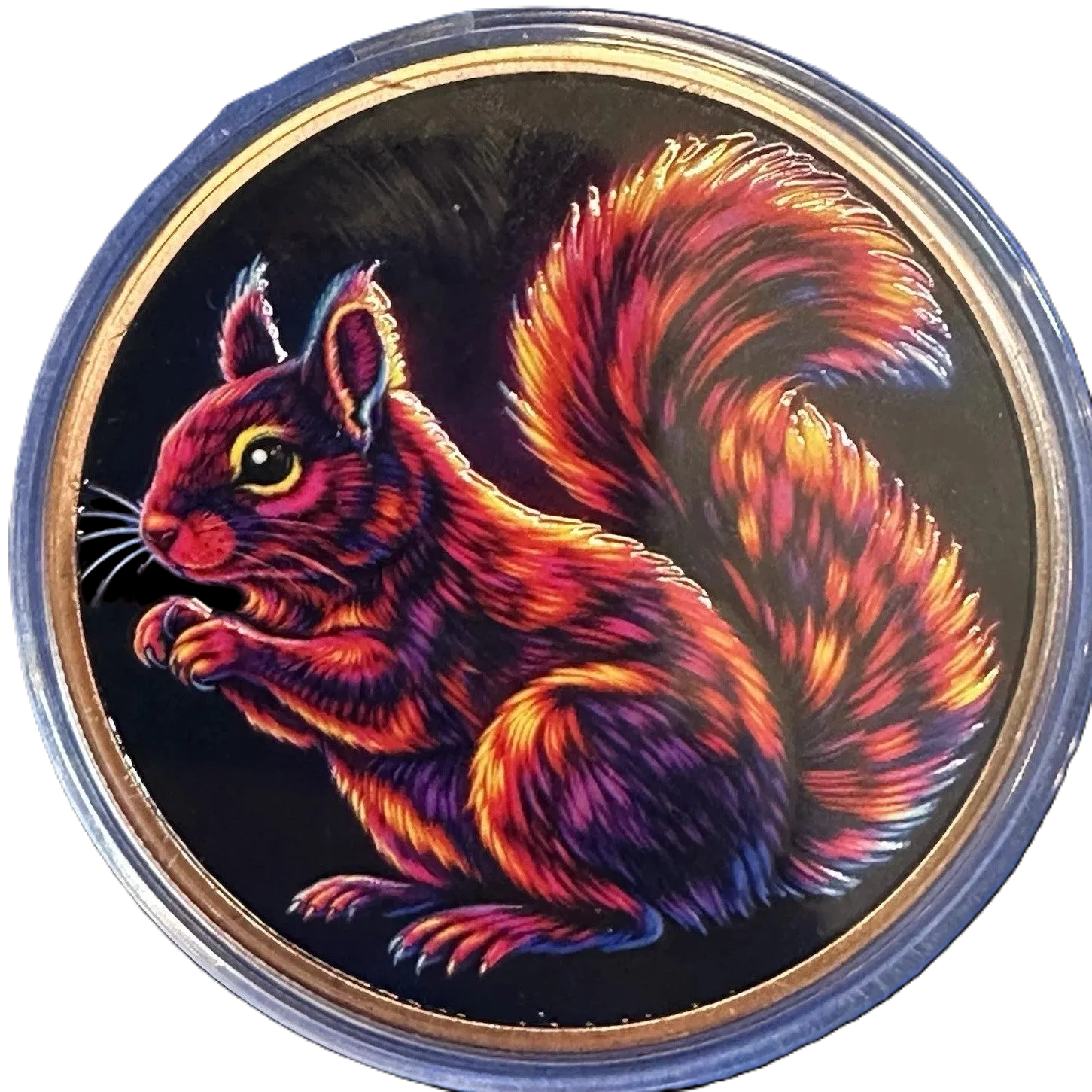 5 oz Copper Round Mystic Night Squirrel 5,000 Mintage With Acrylic Case