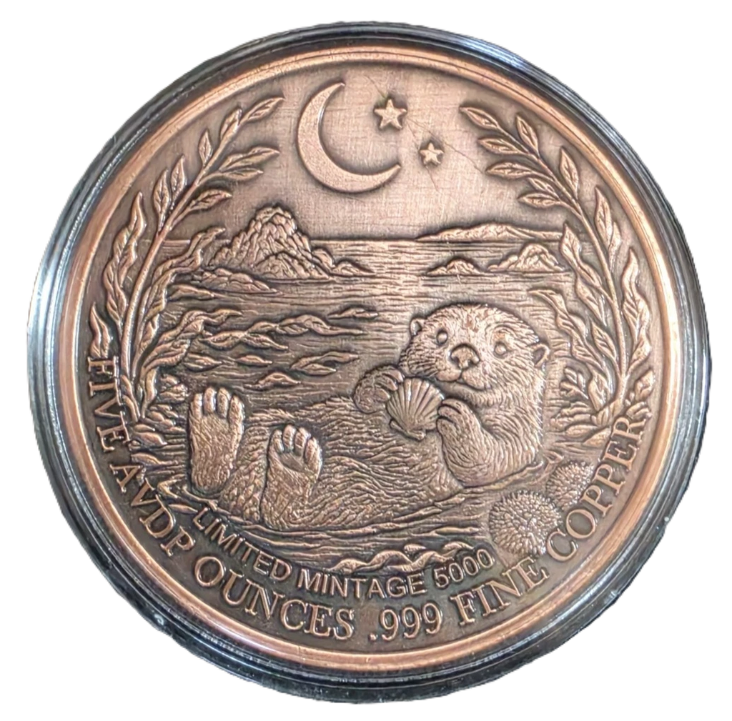 5 oz Copper - Mystic Night Otter in Acrylic Case 5,000 Mintage