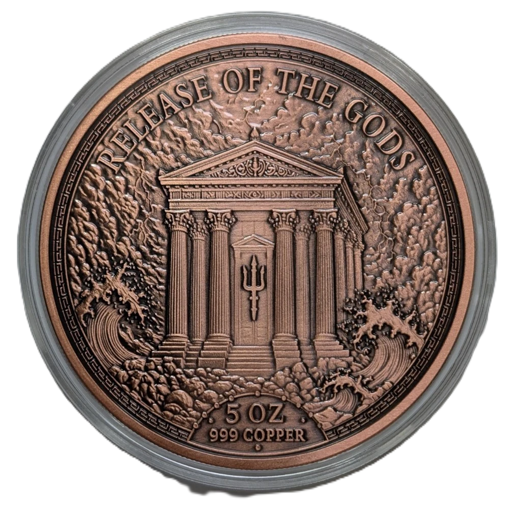 5 oz Copper – Poseidon the Greek God of the Sea in Acrylic Case